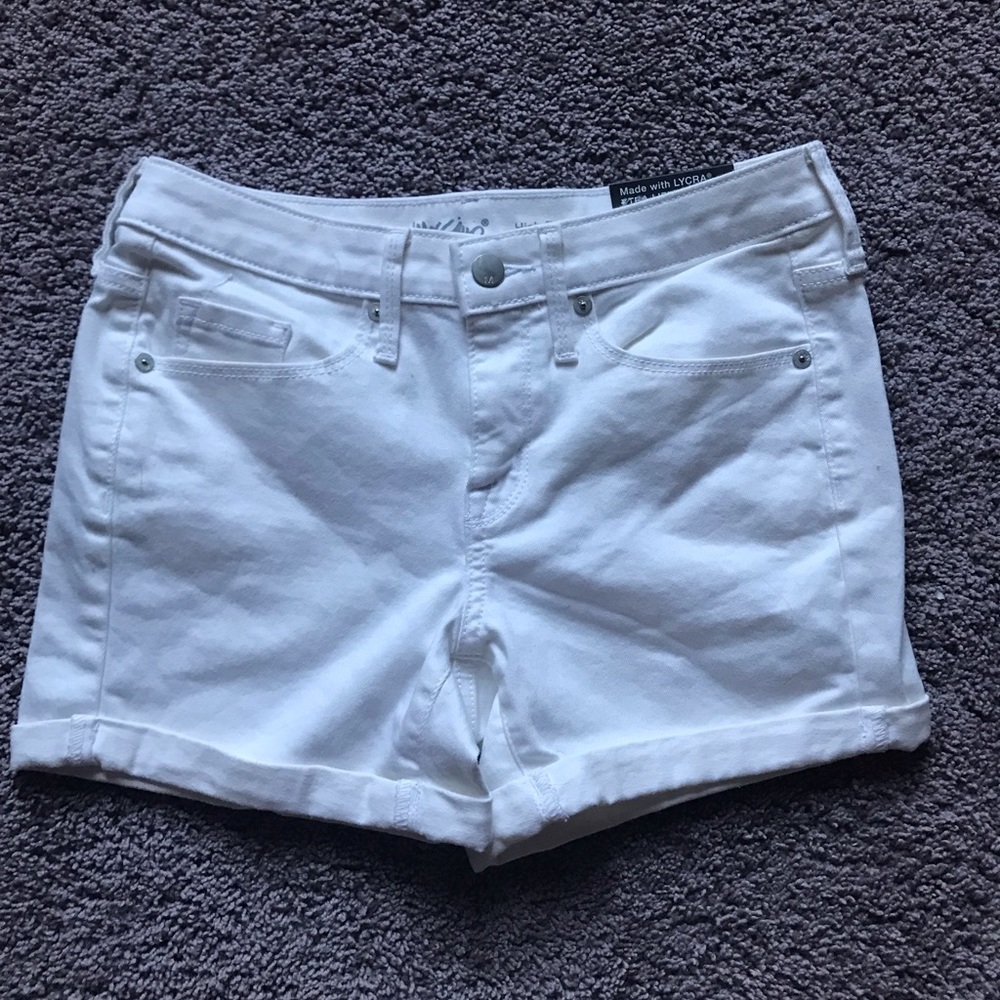 high rise white jean shorts